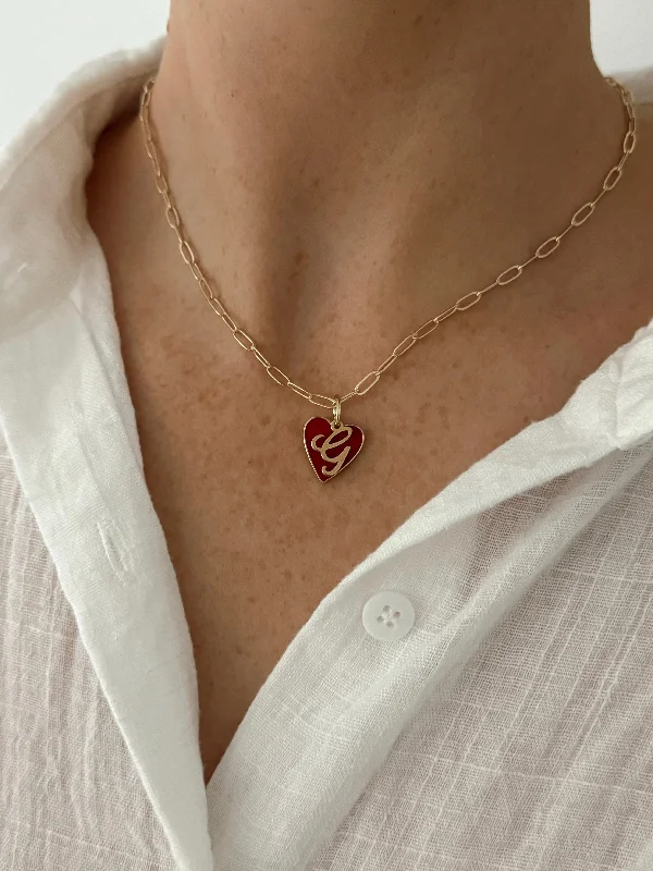 vintage gold necklaces for women -INITIAL HEART NECKLACE