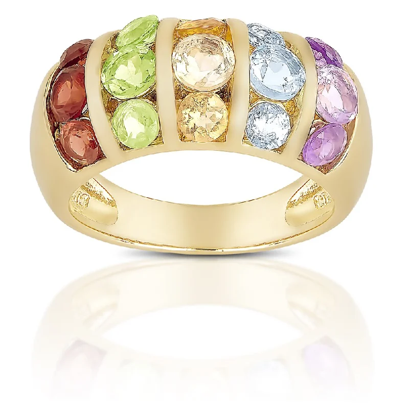 fashion promise rings -Dolce Giavonna Sterling Silver Multi Gemstone Ring