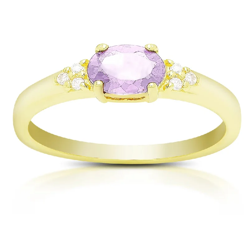 anniversary rings for women -Dolce Giavonna Gold Over Sterling Silver Gemstone and Cubic Zirconia Ring