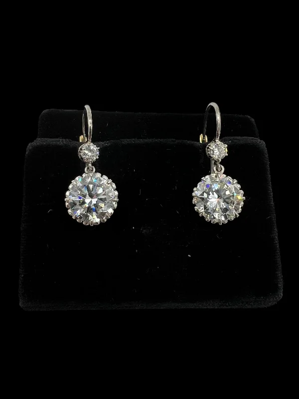 luxury gold earrings for women -5 Carats TW Diamond Solitaire Platinum Drop Earrings