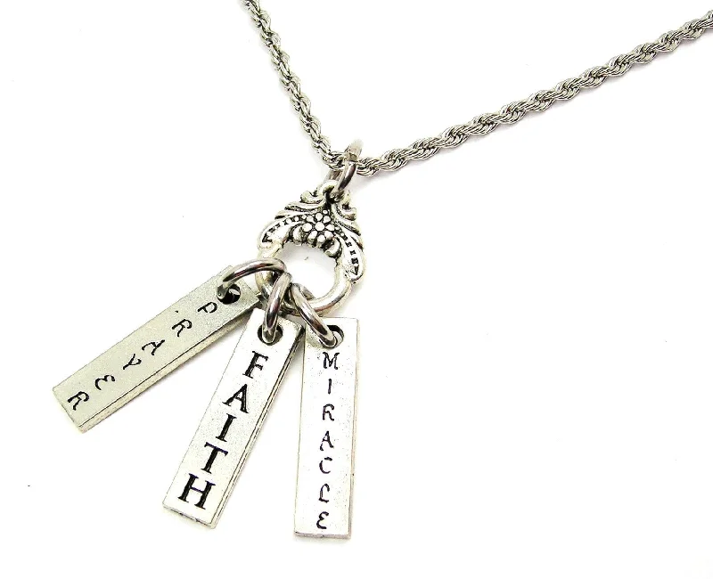 dainty gold necklaces for women -Prayer, Faith, Miracle Catalog Necklace