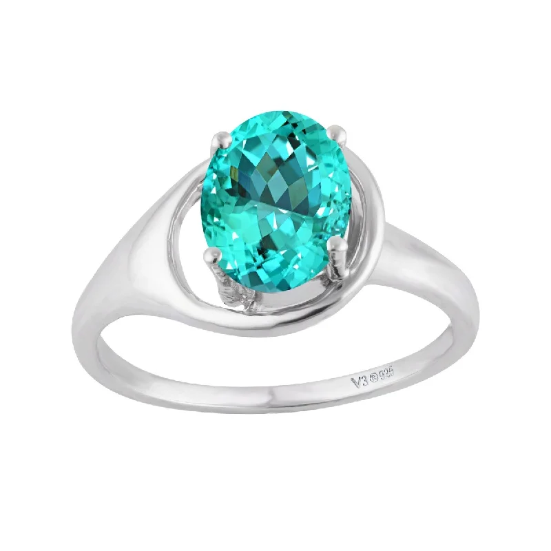 stackable rings for women -Sterling Silver with Paraiba Tourmaline Soliltaire Ring