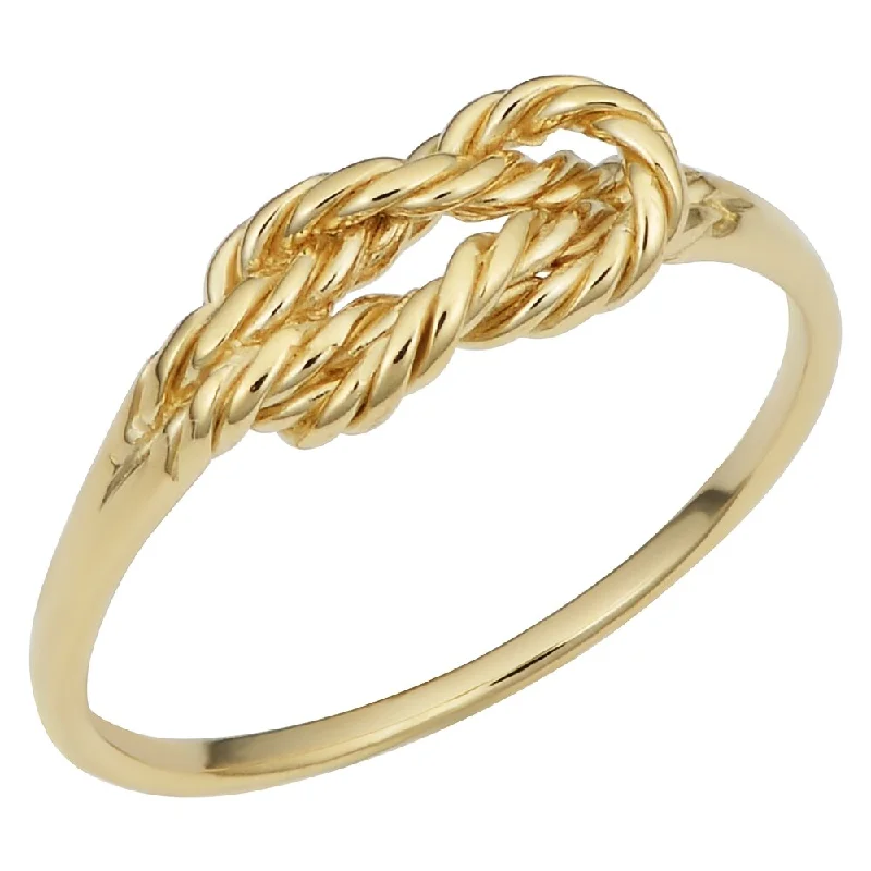 simple wedding rings for women -Fremada Italian 14k Yellow Gold Twisted Design Love Knot Ring