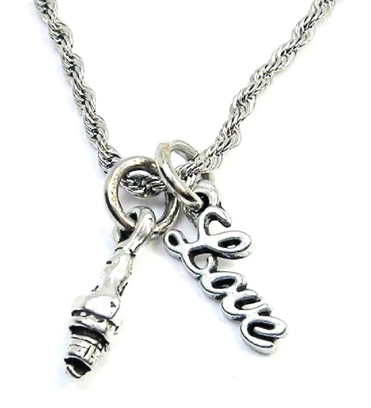 delicate necklaces for women -Spark Plug 20" Rope Necklace With Love