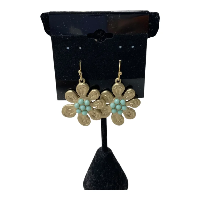 chic gold earrings for women -Earrings Dangle/Drop By Lucky Brand In Blue & Gold