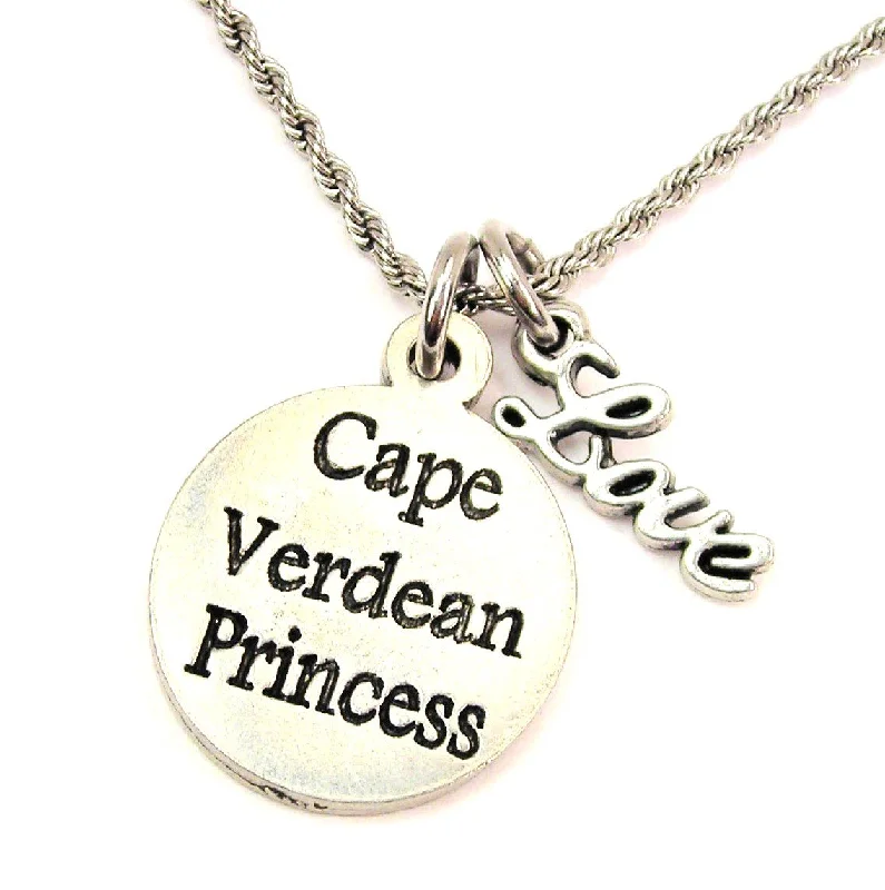 gold bar necklaces for women -Cape Verdean Princess 20" Chain Necklace With Cursive Love Accent