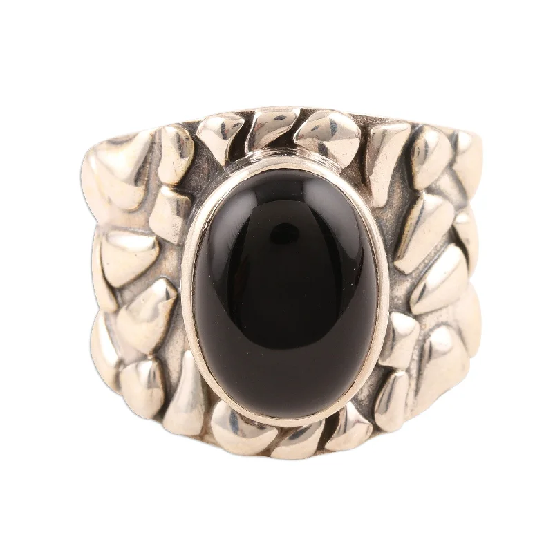 wedding rings for women -Novica Handmade Dark Clouds Men'S Onyx Ring