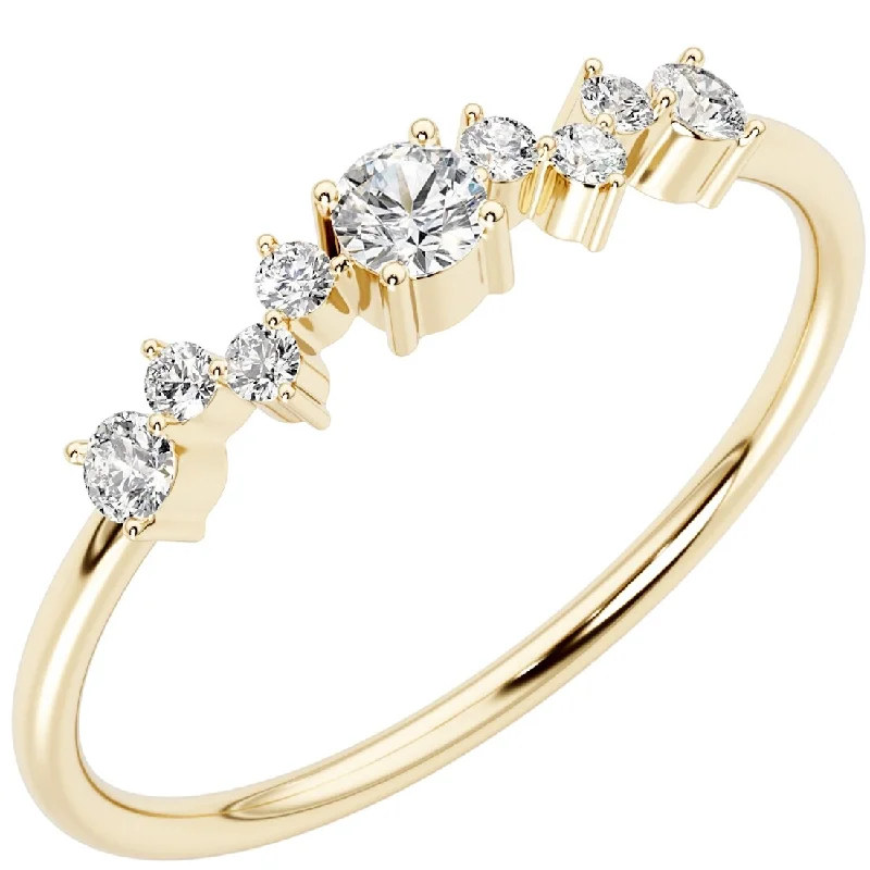 diamond cluster rings for women -14k Gold Plated Sterling Silver Lab Diamond 1/6 ct Stacking Ring Band