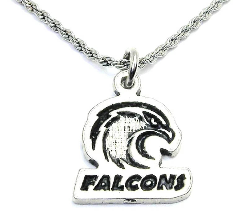 chunky necklaces for women -Falcons Mascot With Falcon Single Charm Necklace