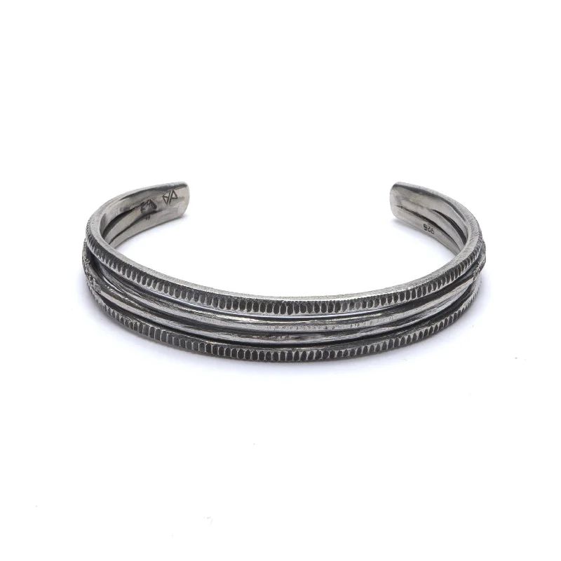 engraved bracelets for women -Rustic Halo Cuff