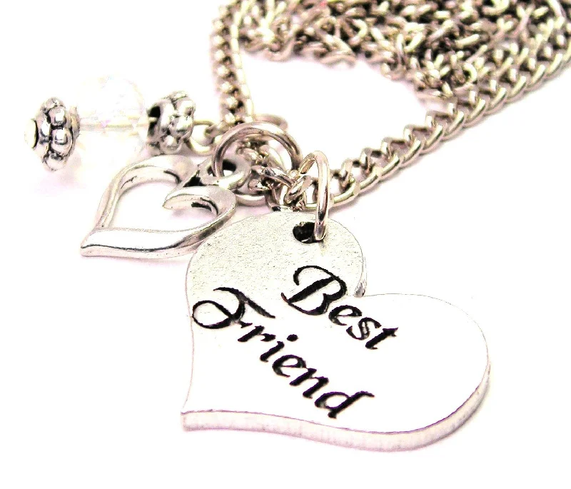 jewelry sets with necklaces -Best Friend Heart Necklace with Small Heart