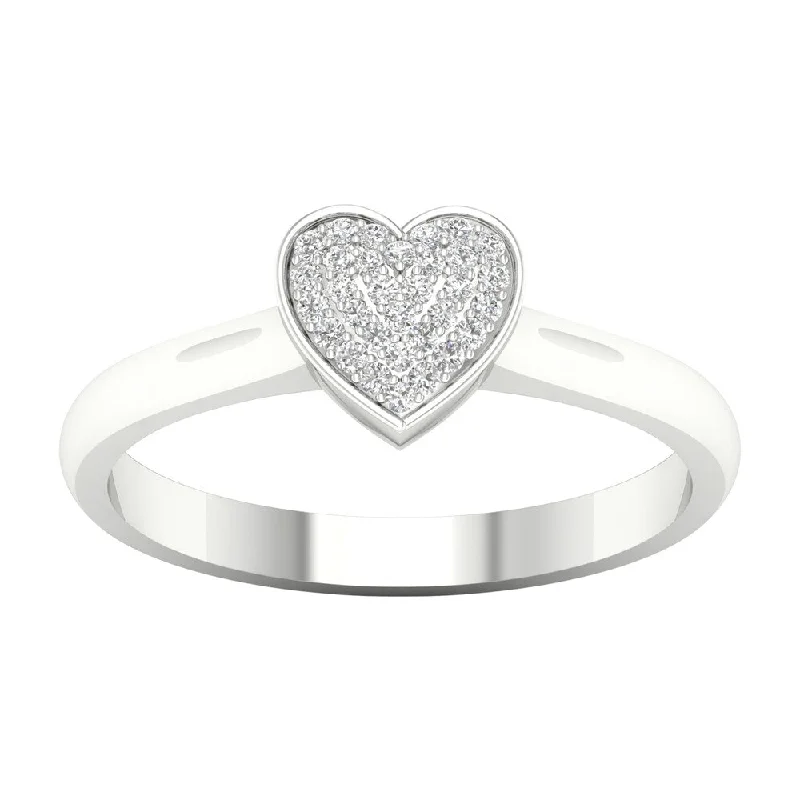 classic rings for women -1/10ct TDW Diamond Heat Ring in Sterling Silver by De Couer - White