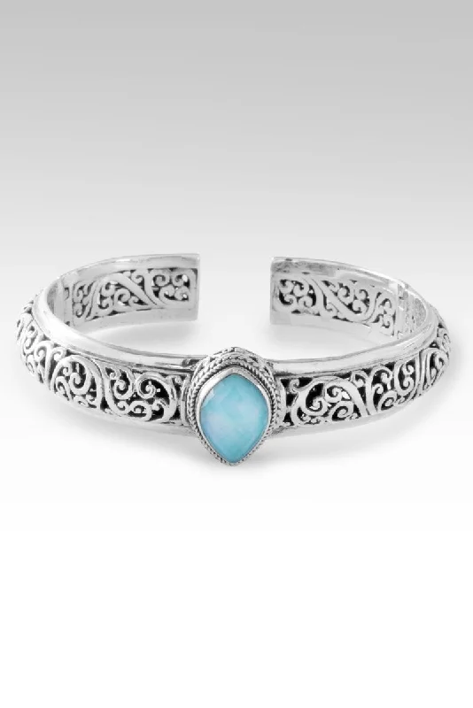 women's gold bangles -Faithful Walk Cuff™ in Mexican Turquoise Mother of Pearl Quartz