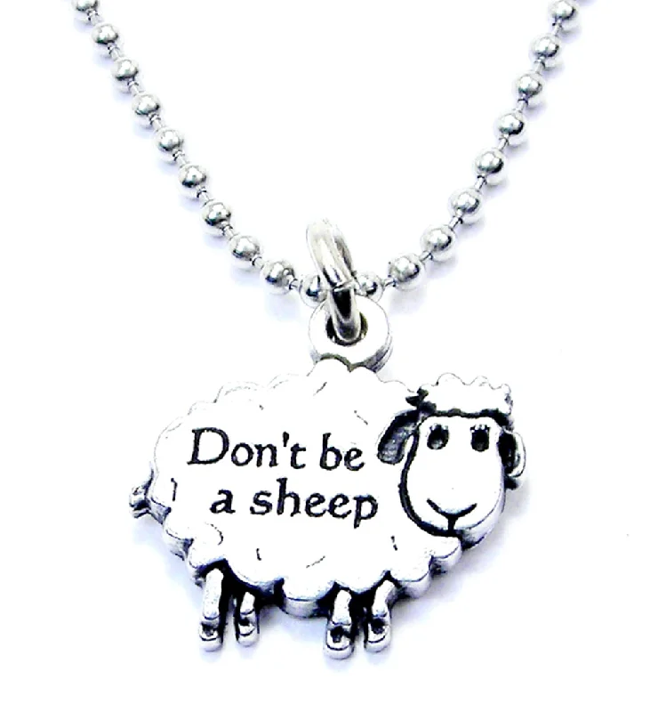 minimalist necklaces for women -Don't Be A Sheep Ball Chain Necklace