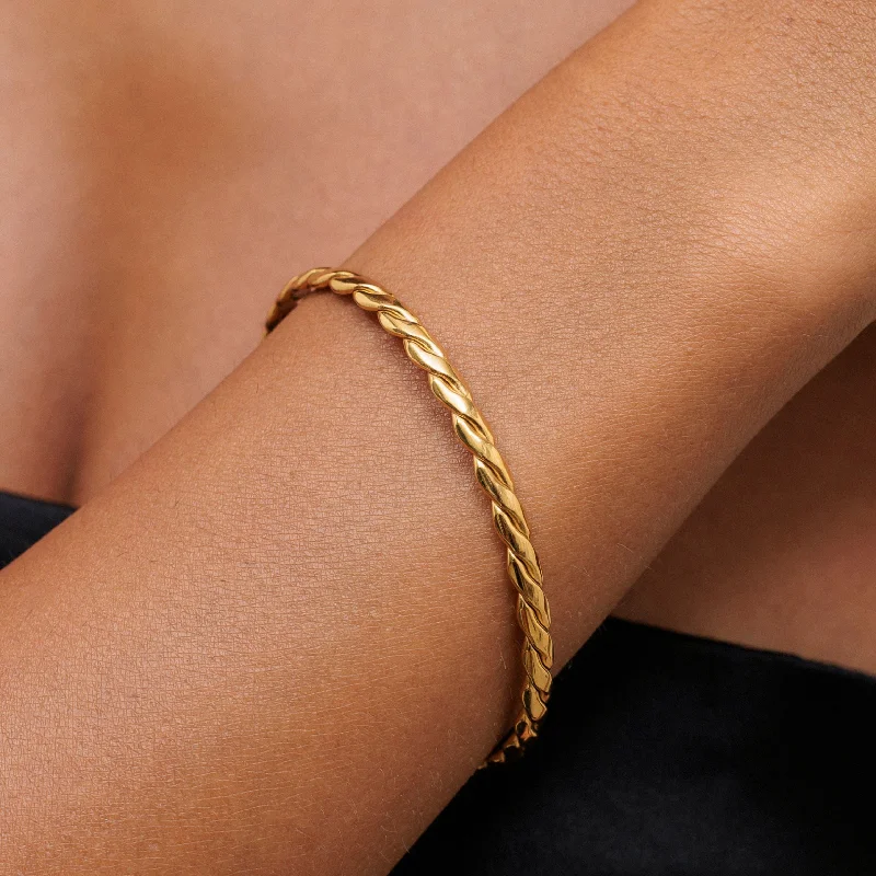 custom gold bangles -Twisted Cuff