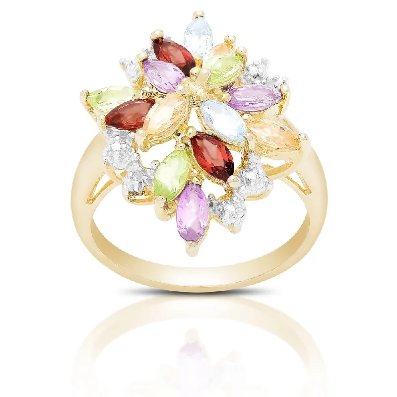 luxury rose gold rings -Dolce Giavonna Gold Over Sterling Silver Multi Gemstone Ring