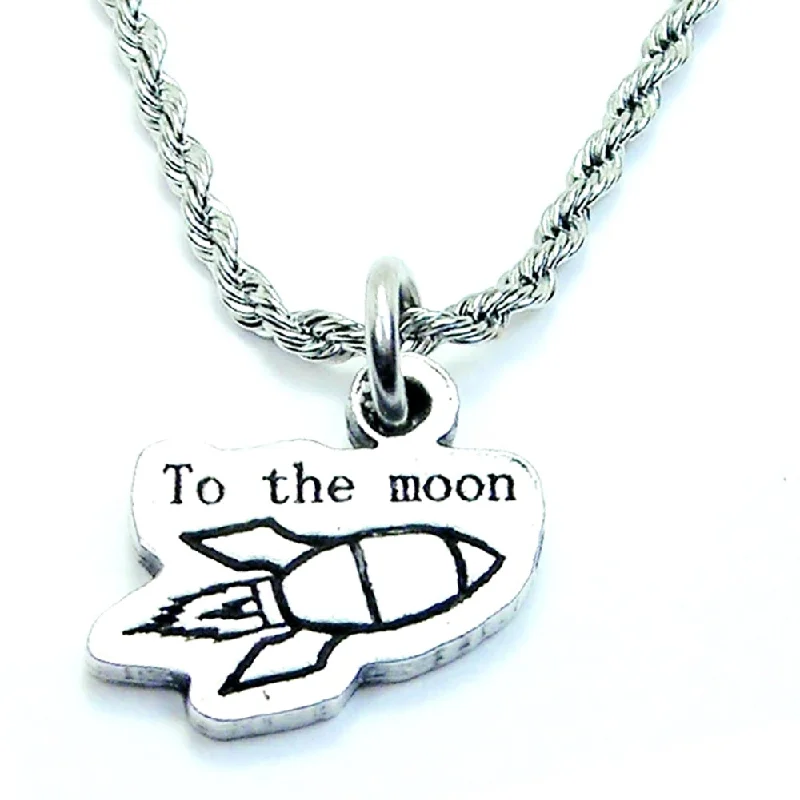 turquoise necklaces for women -To The Moon Rocket Single Charm Necklace