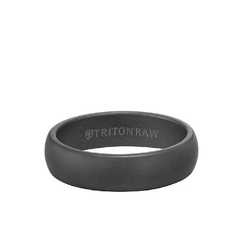 long chain necklaces for women -6MM Tungsten RAW Black DLC Ring - Dome Profile and Rolled Edge