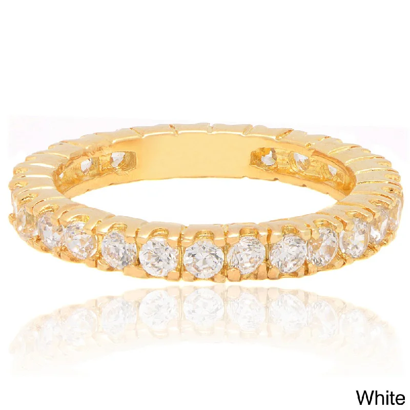 wedding bands for women -Dolce Giavonna 14k Gold Overlay Cubic Zirconia Eternity Ring